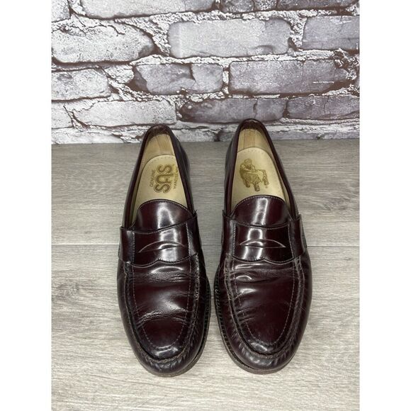 SAS Classics Burgundy Brown Handsewn Leather Penny Loafers Shoes Men 10N US/43EU - Picture 14 of 16